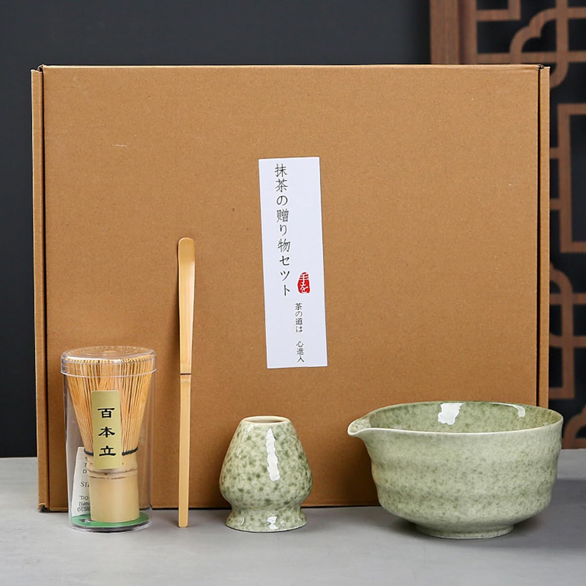 八女抹茶　4点セット Amazon｜Yavoluy 茶道具 抹茶セット お点前セット お抹茶4点セット 百